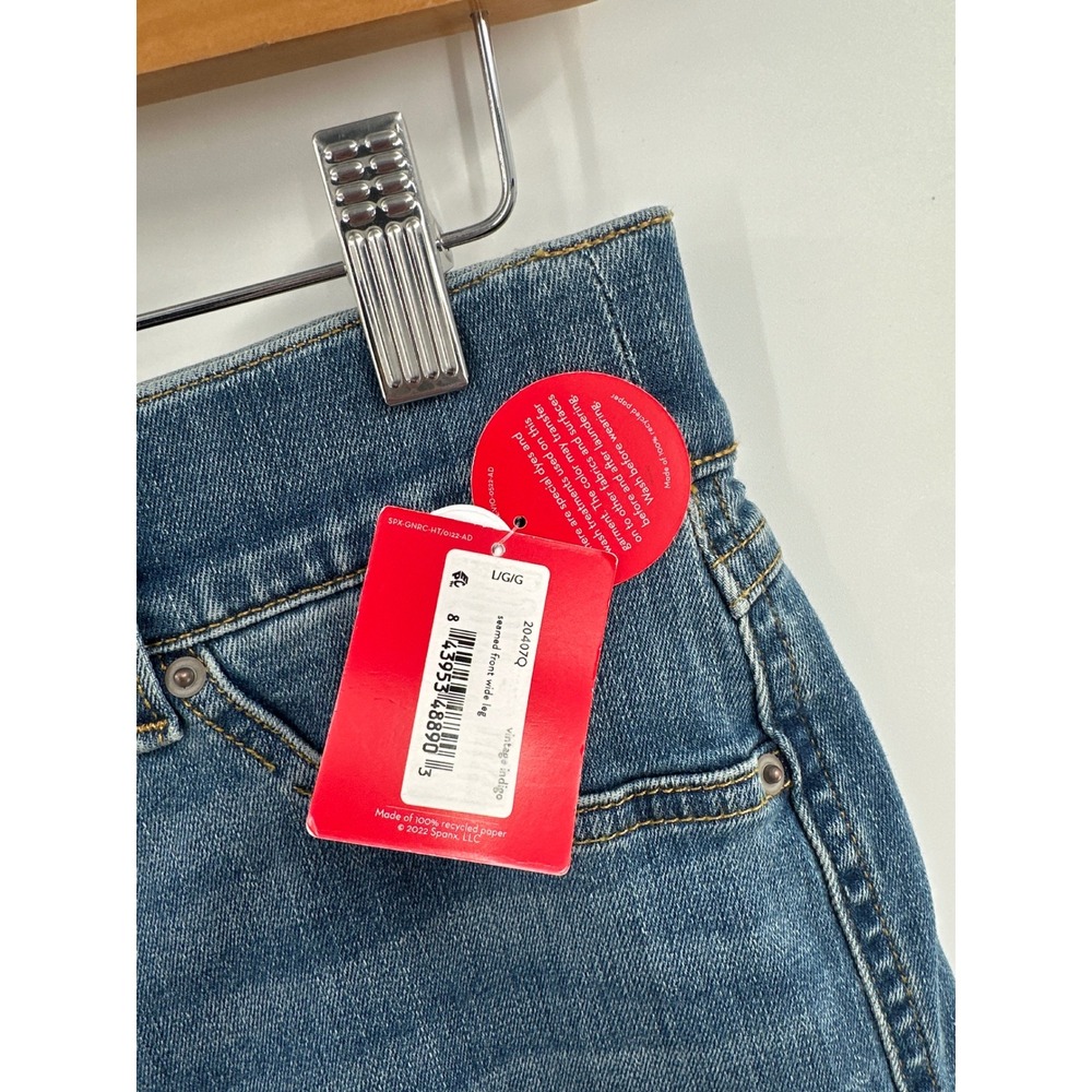 Spanx Seamed Front Wide Leg Jeans Vintage Indigo Large Petite - Picture 6 of 8